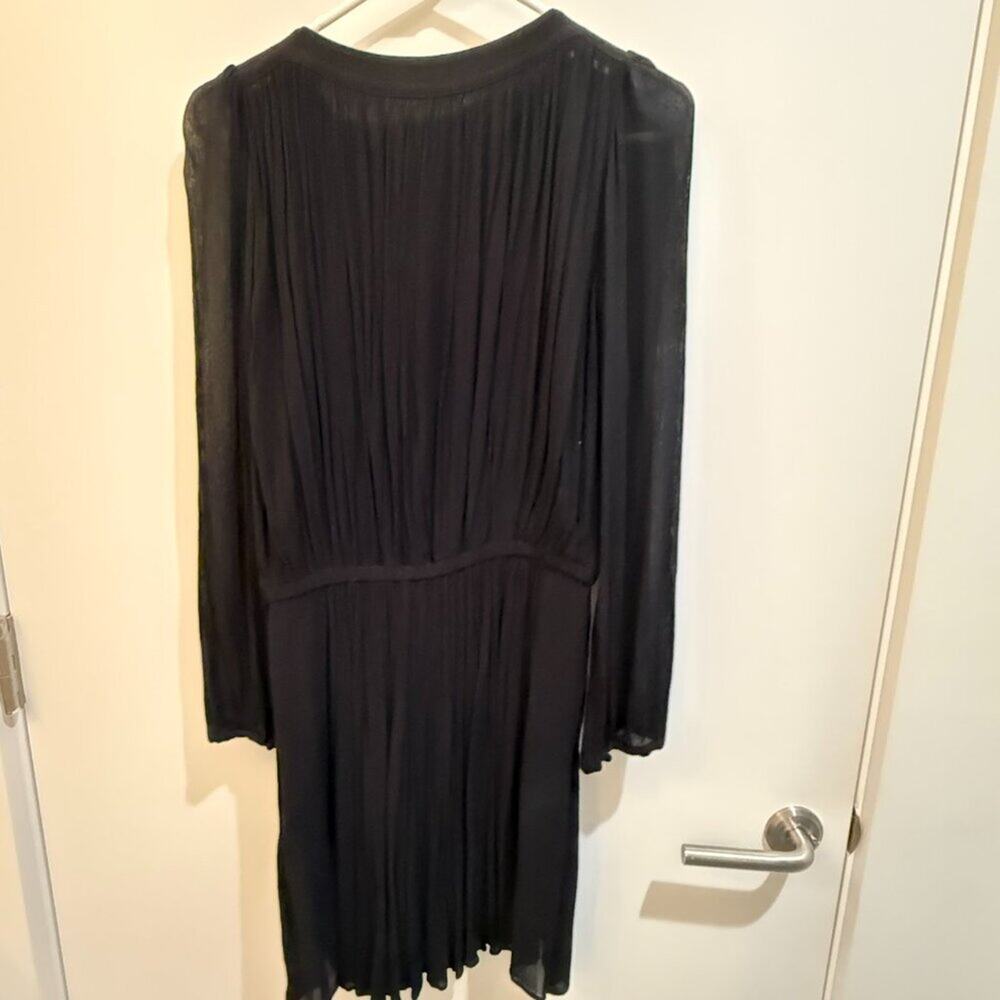 Isabel Marant Etoile Black Pleated Long Sleeve Dress Size 6 Designer Chic - Picture 3 of 8
